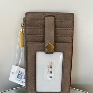 HAMMITT 210 Wallet Pewter/Brushed Gold Red Zip NWT